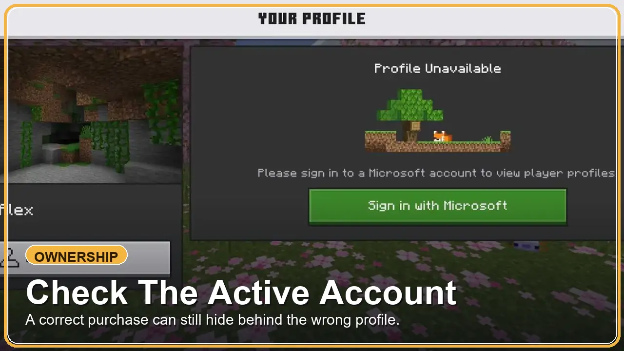 Action and Stuff troubleshooting graphic showing Microsoft account sign-in as a first check for Marketplace problems