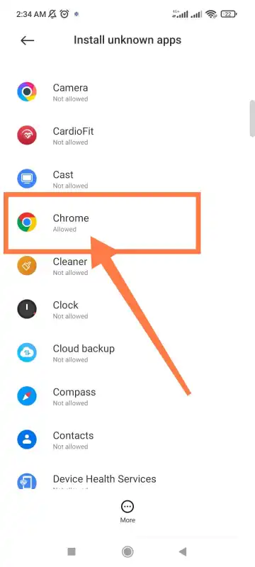 Android app list for unknown app install permission