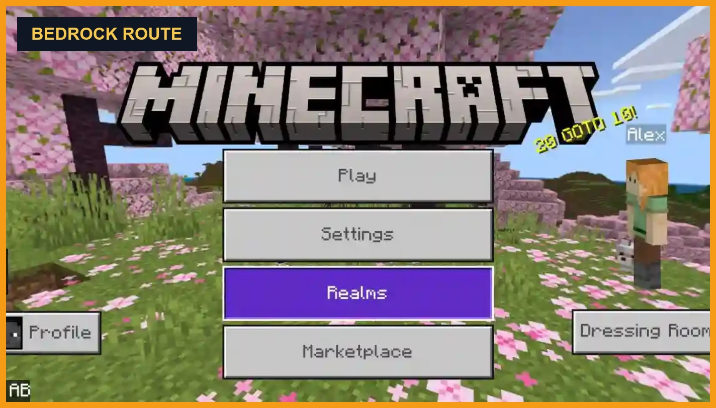 Action and Stuff Bedrock route overview with Minecraft menu context