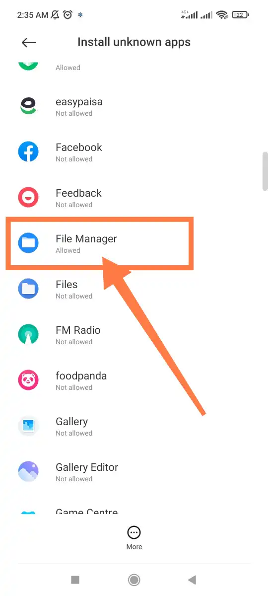File manager app set as allowed install source on Android